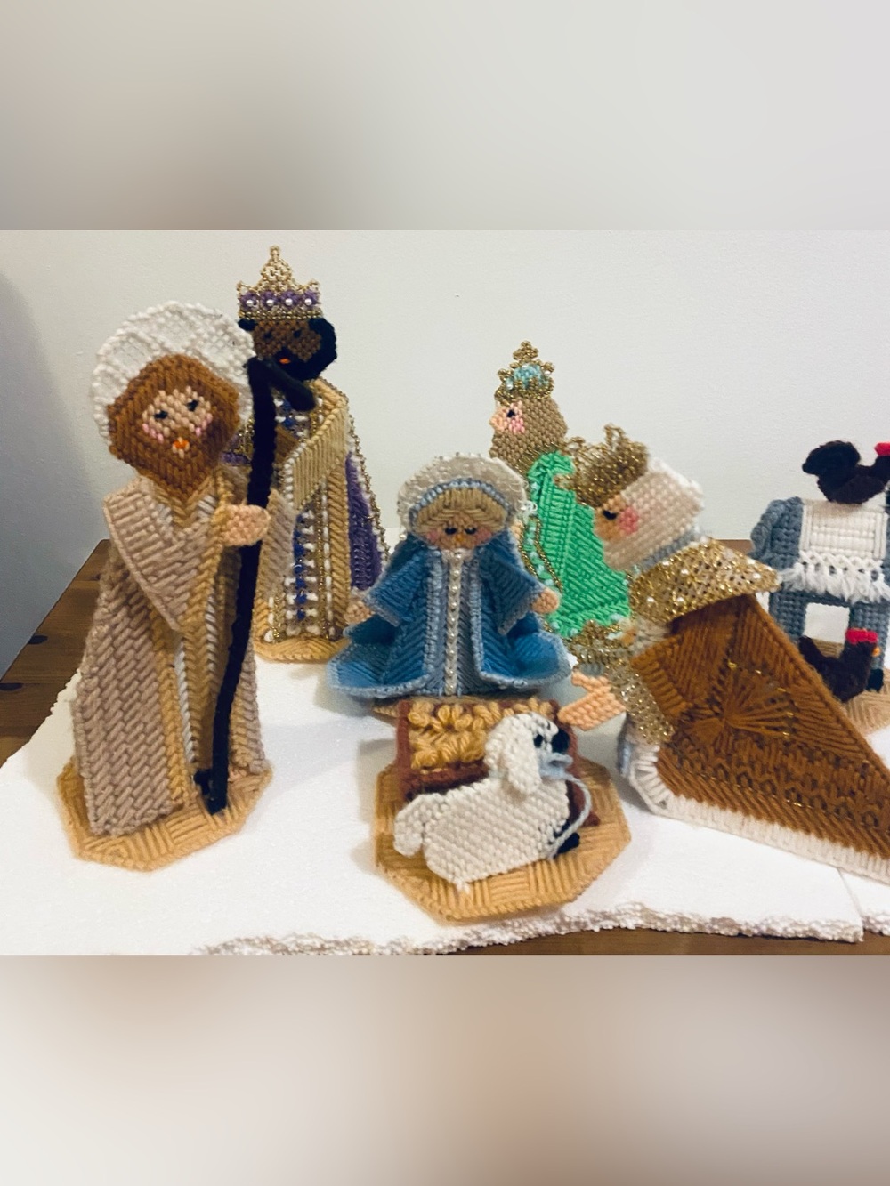 Nativity Cross Stitch Plastic Canvas Set Vintage Christmas Finished READ